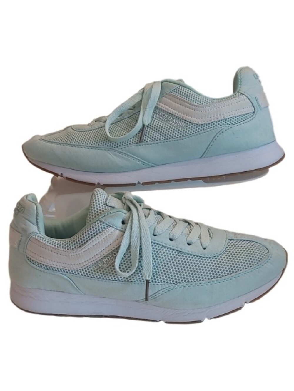 U.S. Polo Assn. Mint Sneakers Lace-Up Low Top Mesh & Suede Logo Gym Tennis Shoe
